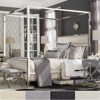 Solivita Chrome Metal Canopy Bed with Horizontal Panel Headboard by iNSPIRE Q Bold
