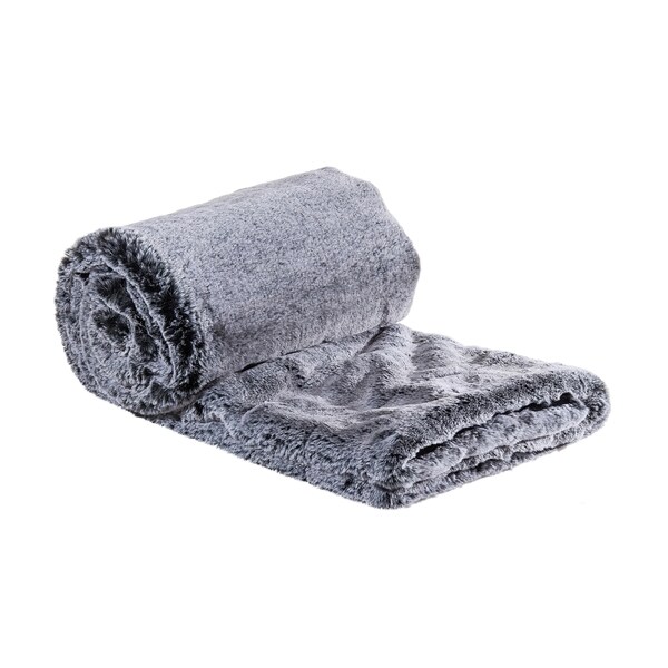 Shop Grey Faux Fur Throw Blanket - Overstock - 18710742