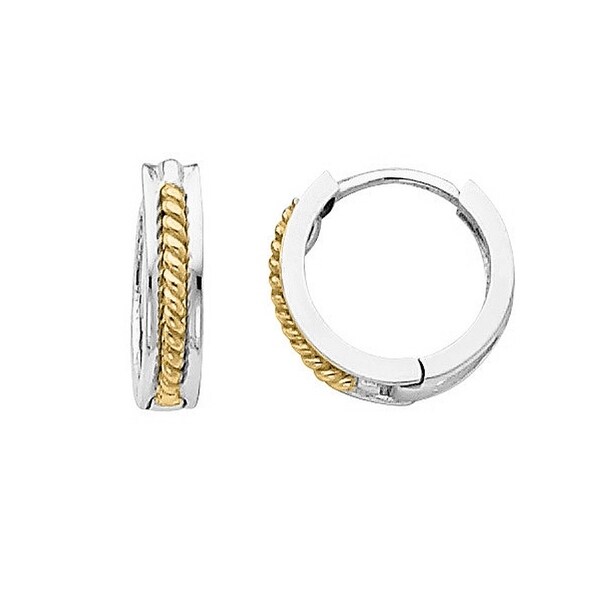 14k Two Tone Gold Small Hinged Hoop Earrings On Free 14k Two Tone Gold Small Hinged Hoop Earrings