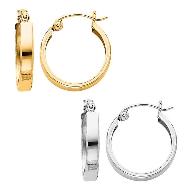 14k Yellow Or White Gold Medium Square Hoop Earrings 14k Yellow Or White Gold Medium Square Hoop Earrings