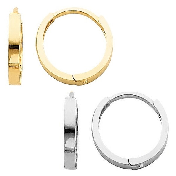 14k Yellow Or White Gold Small Hinged Hoop Earrings On 14k Yellow Or White Gold Small Hinged Hoop Earrings
