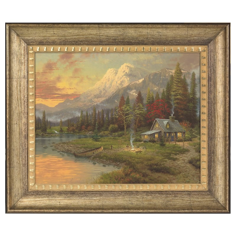Thomas Kinkade Evening Majesty 16 x 20 Brushstroke Vignette - Gold