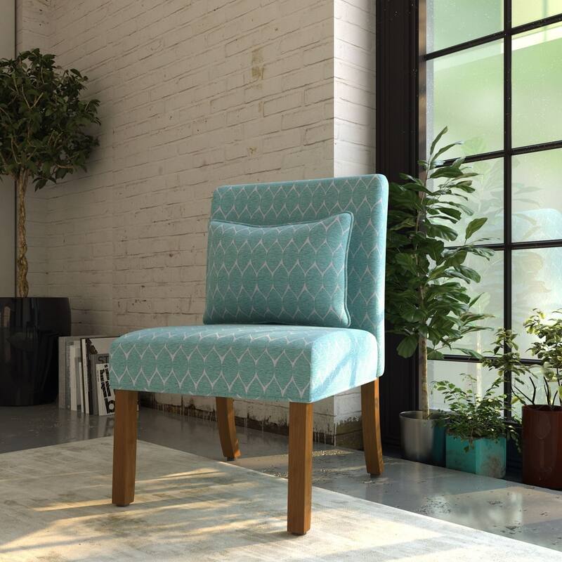 Porch & Den Valderrama Geometric Patterned Accent Chair with Pillow - Teal