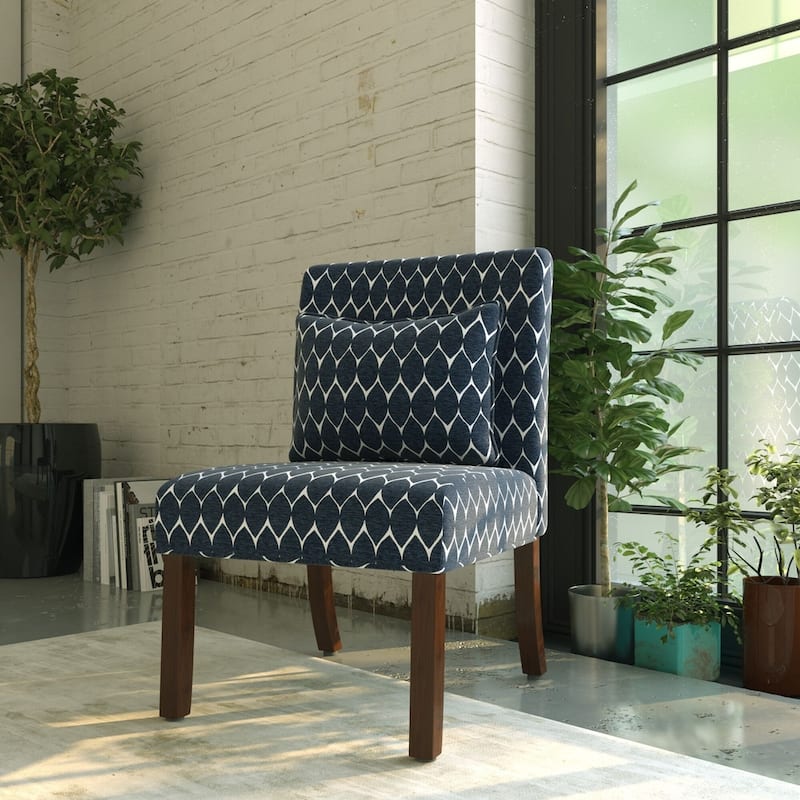 Porch & Den Valderrama Geometric Patterned Accent Chair with Pillow - Navy