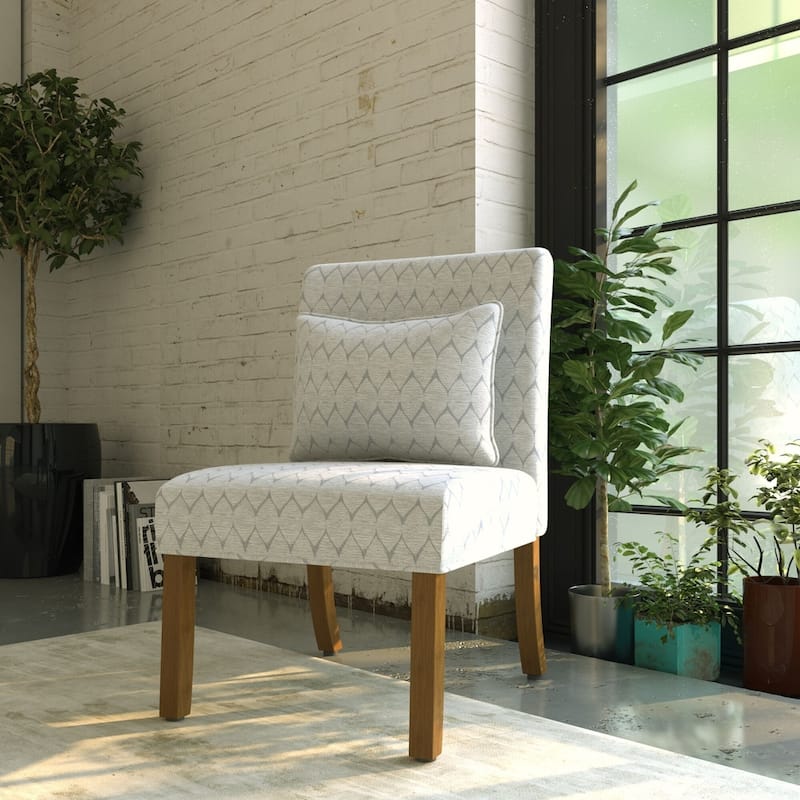 Porch & Den Valderrama Geometric Patterned Accent Chair with Pillow - Grey
