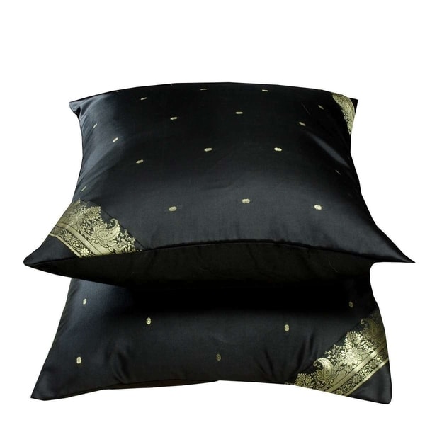 Shop Black-Decorative handcrafted Cushion Cover,Throw ...