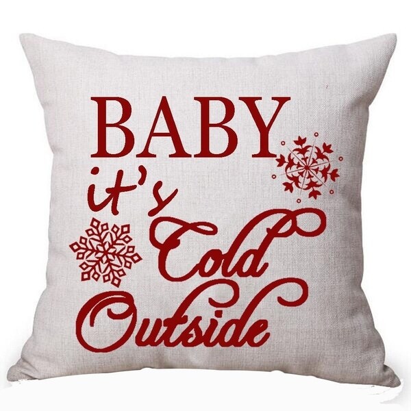 Shop Cotton Linen Pillow Case Baby Its Cold Outside White 18 X 18
