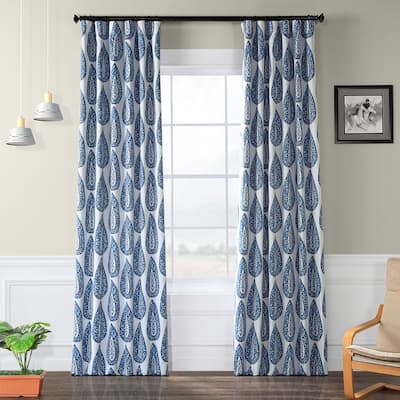 Exclusive Fabrics Medallion Blue Room Darkening Curtain Panel Pair (2 Panels)