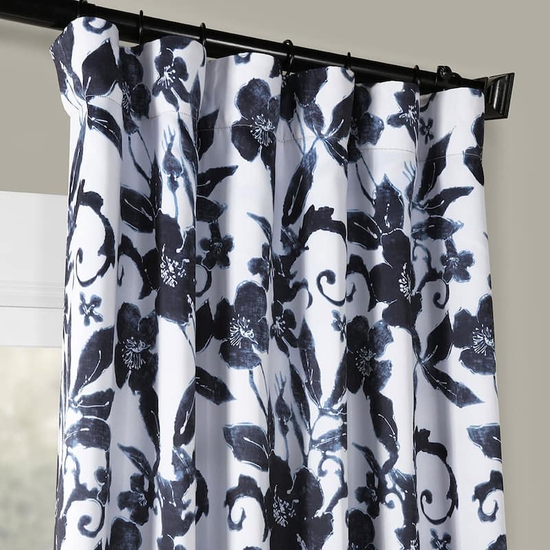 Exclusive Fabrics Hibiscus Blue Room Darkening Curtain Panel Pair (2 Panels)
