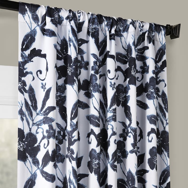 Exclusive Fabrics Hibiscus Blue Room Darkening Curtain Panel Pair (2 Panels)