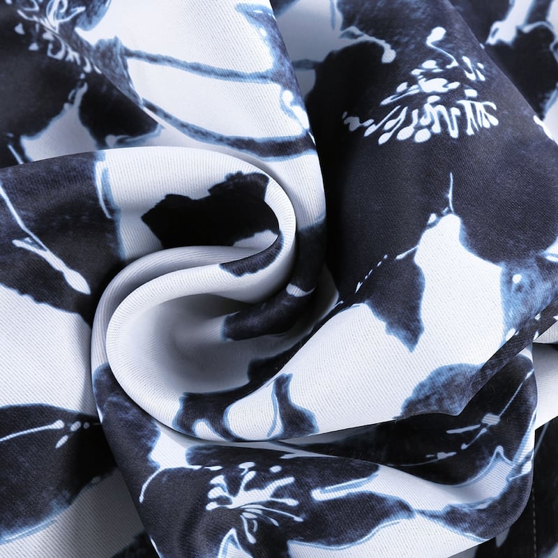 Exclusive Fabrics Hibiscus Blue Room Darkening Curtain Panel Pair (2 Panels)