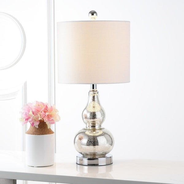 Anya 20.5" Mini Glass LED Table Lamp, Silver by JONATHAN Y