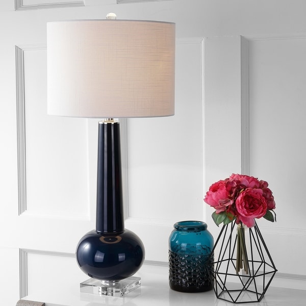 Shop Hope 31" Glass LED Table Lamp, Navy with Crystal Base ...
