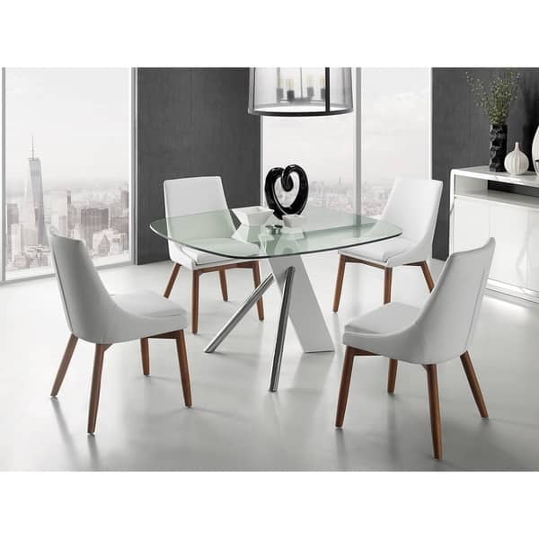 Creek Dining Chair In White Eco Leather Walnut Legs Creek Dining Chair In White Eco
