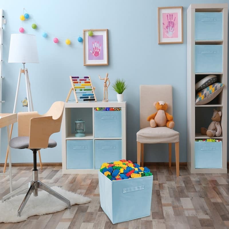 Sorbus Foldable Storage Cube Basket Bin (6 Pack, Pastel Blue)