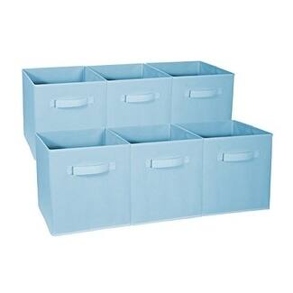 Sorbus Foldable Storage Cube Basket Bin (6 Pack, Pastel Blue)