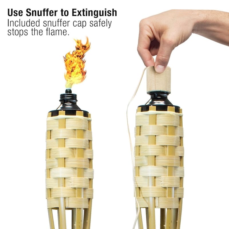 Matney Torches - Includes Metal Oil Canisters with Covers to Extinguish flame (8 Pack)