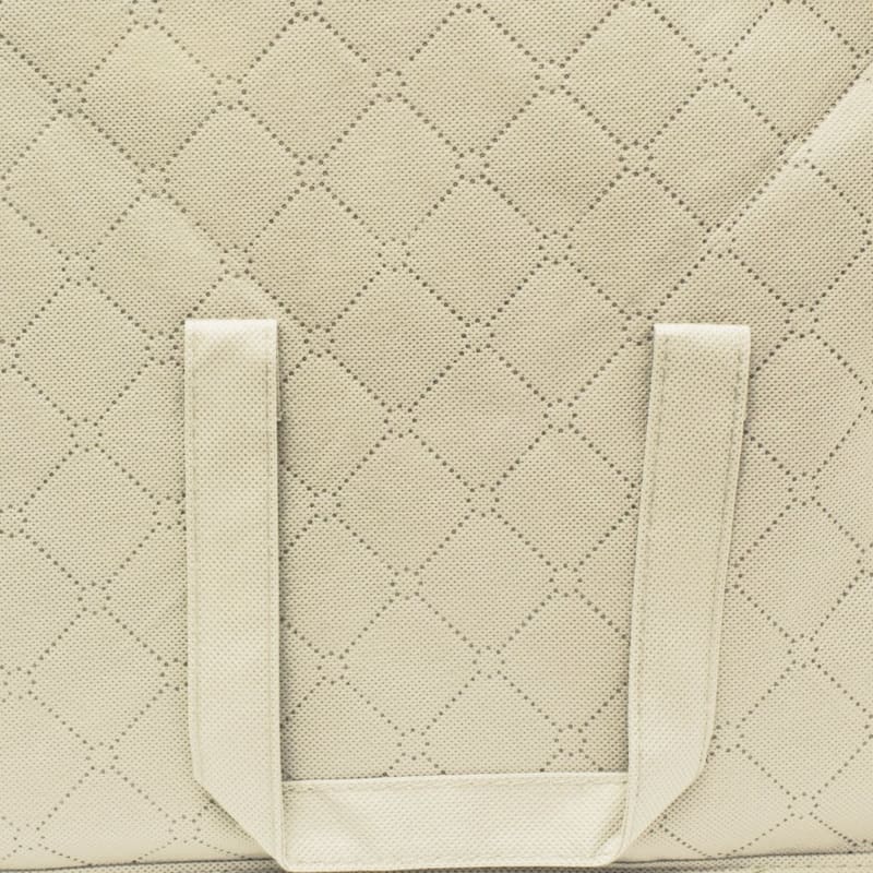 Foldable Fabric Storage Organizer Bag 3 Sectional (Pack of 2, Beige)