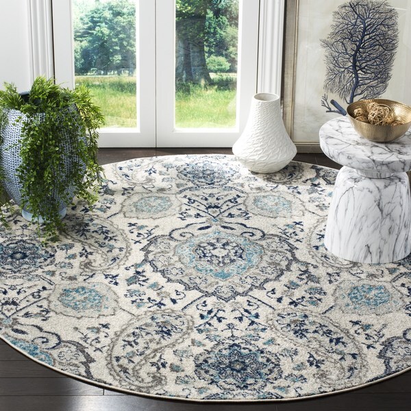 Safavieh Madison Belle Paisley Boho Glam Cream/ Light Grey Rug - 9' Round