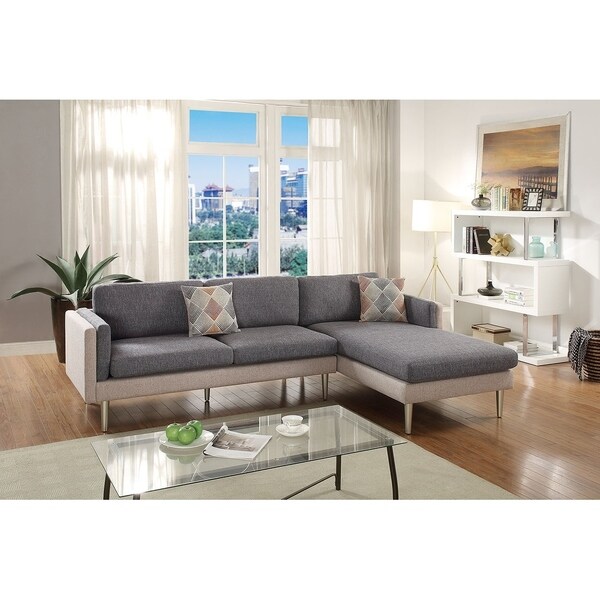 Bobkona Dreena Cotton Blend Polyfabric Sectional Two Tone.