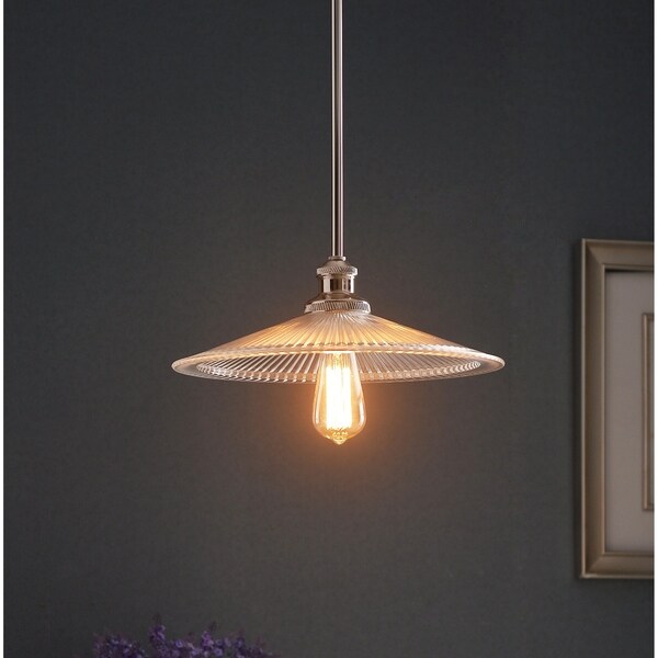 Design Craft Heritage Polished Nickel Metal 1-light Pendant with Clear Glass Shade