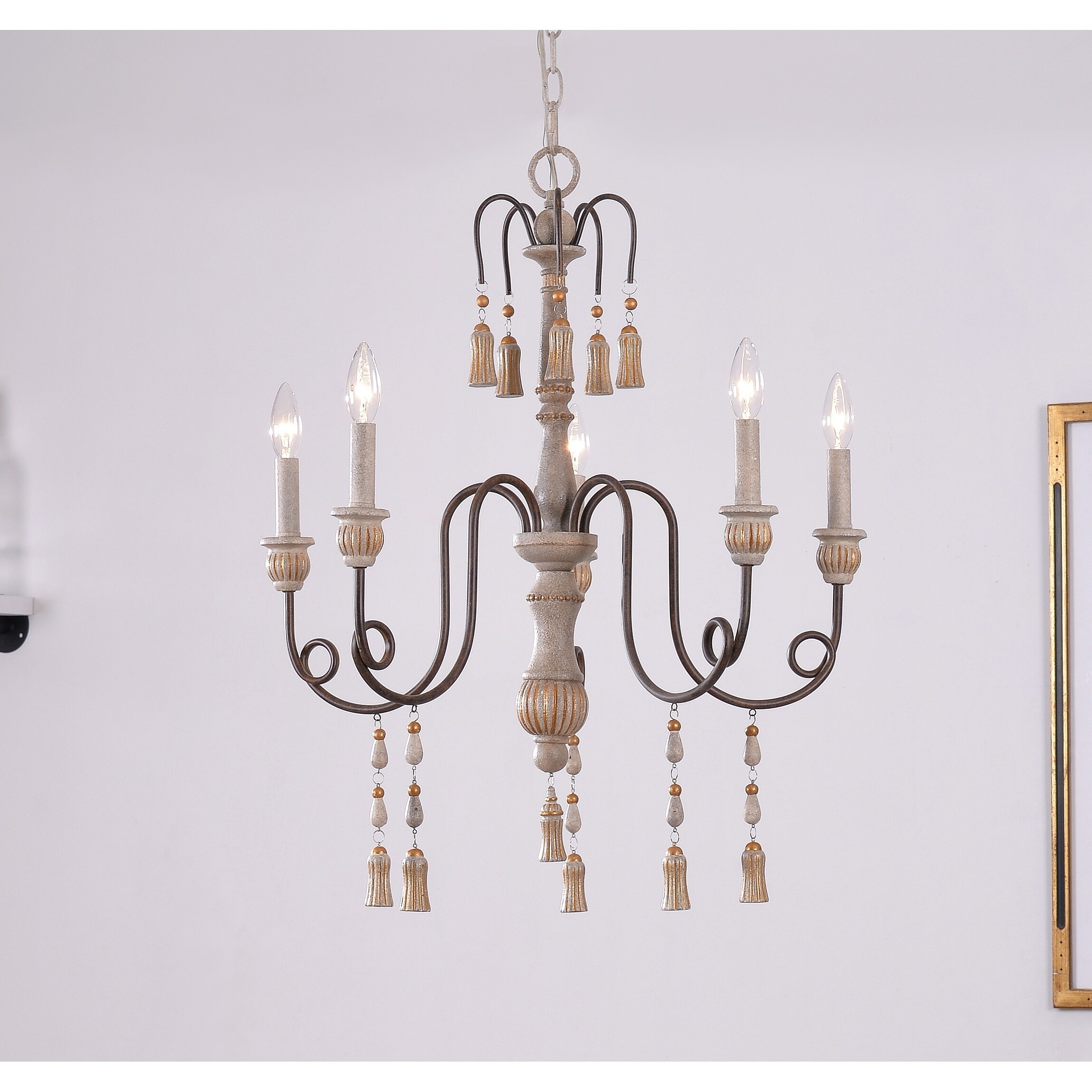 Design Craft Burke Weathered White 5 Light Chandelier - Chandeliers For Bedrooms by Overstock.com