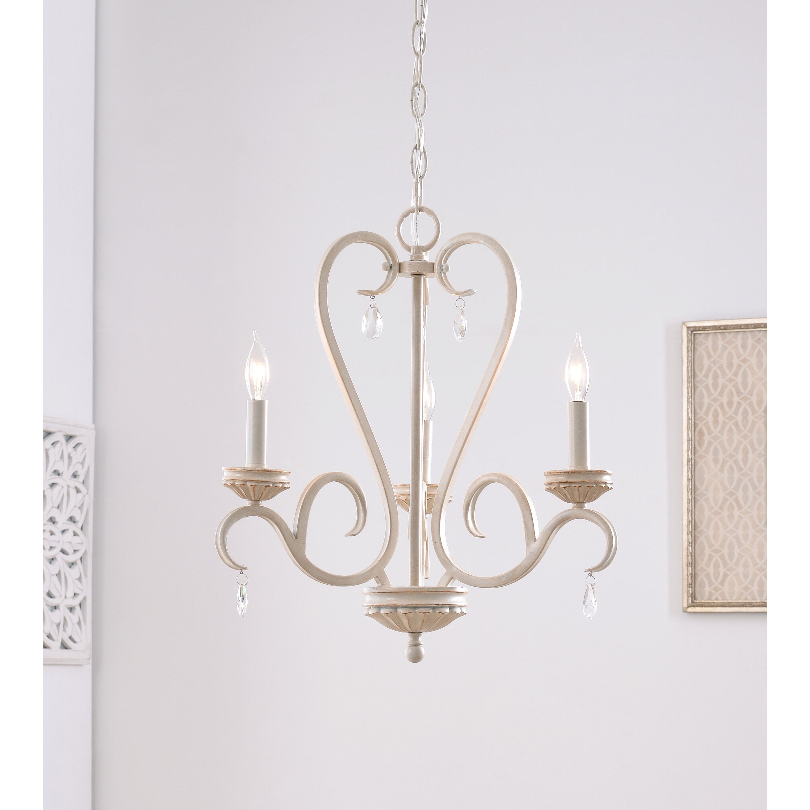 Nicola Weathered White 3 Light Mini Chandelier - Chandeliers For Bedrooms by Overstock.com