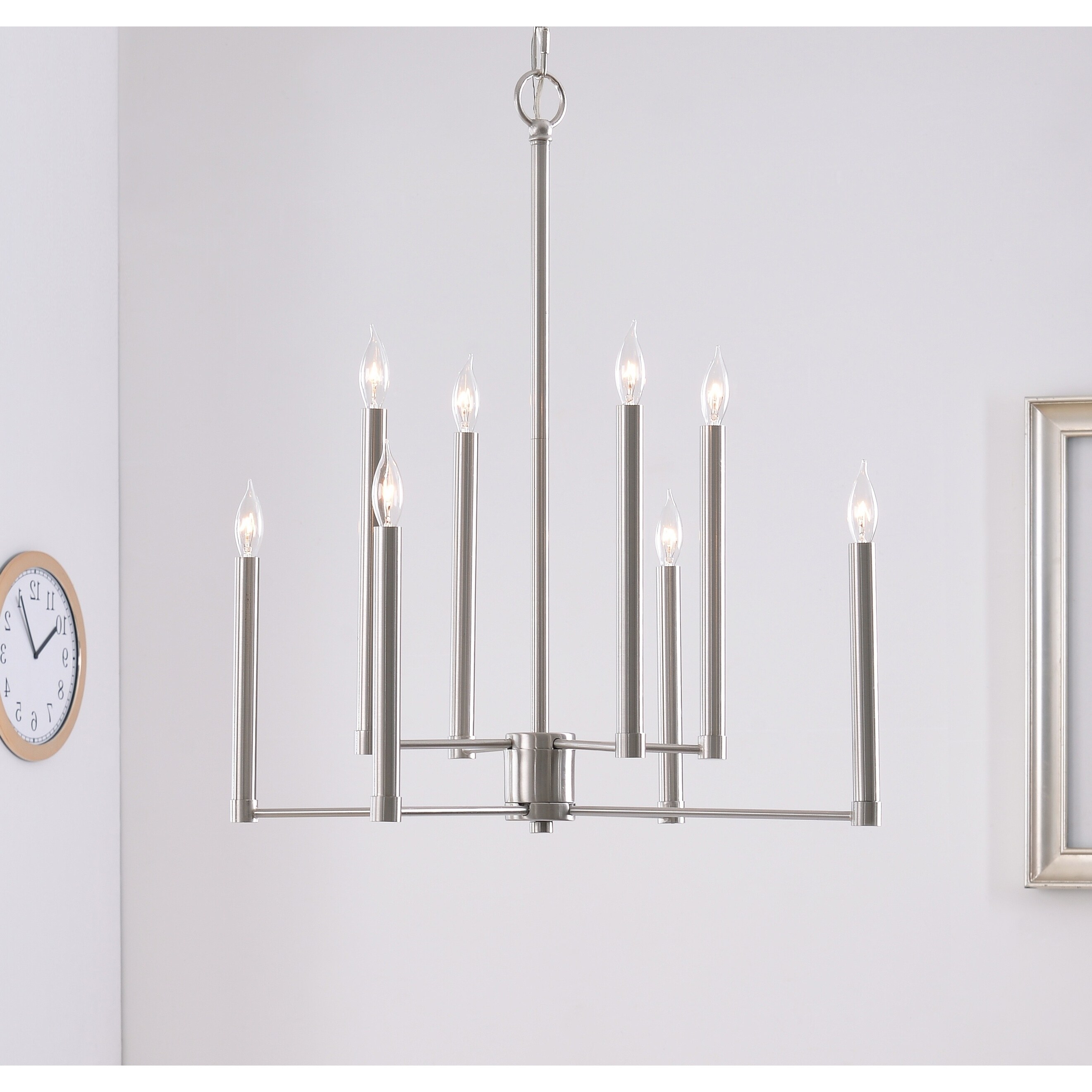 Lumiere Brushed Steel 8 Light Chandelier - Chandeliers For Bedrooms by Overstock.com