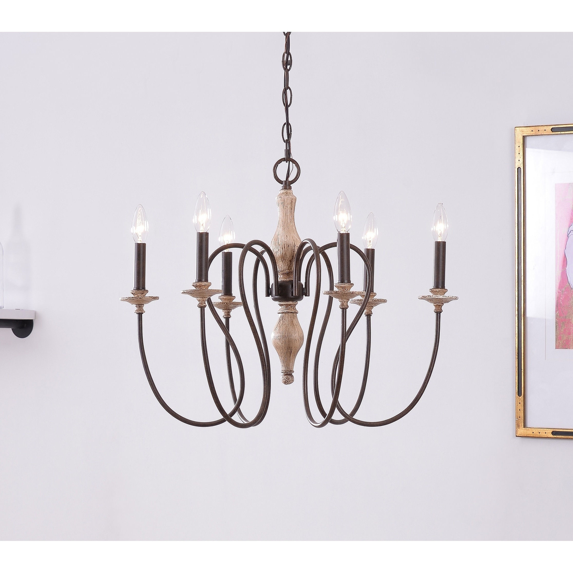 Ellie Weathered White 6 Light Chandelier - Chandeliers For Bedrooms by Overstock.com