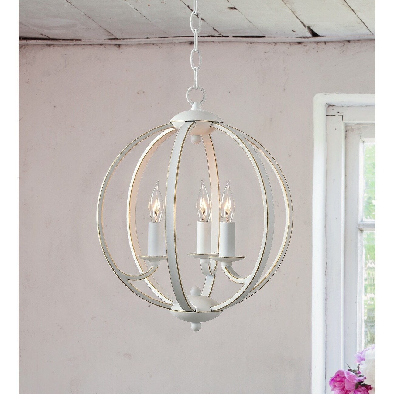 Pearl Weathered White 3 Light Chandelier - Chandeliers For Bedrooms by Overstock.com
