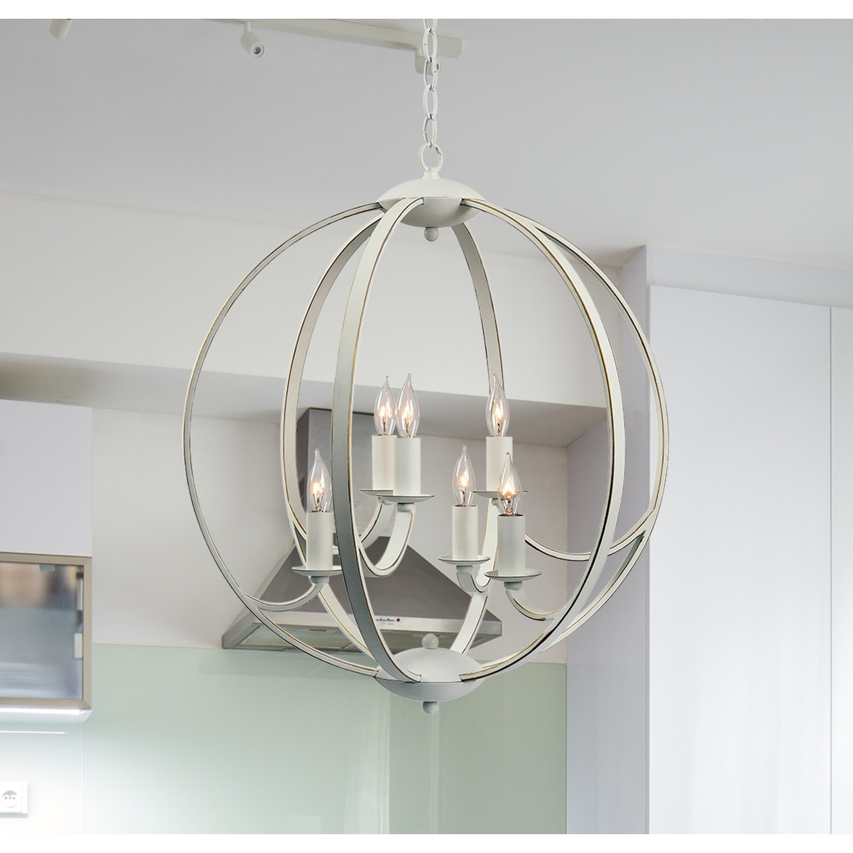 Pearl Weathered White 6 Light Chandelier - Chandeliers For Bedrooms by Overstock.com