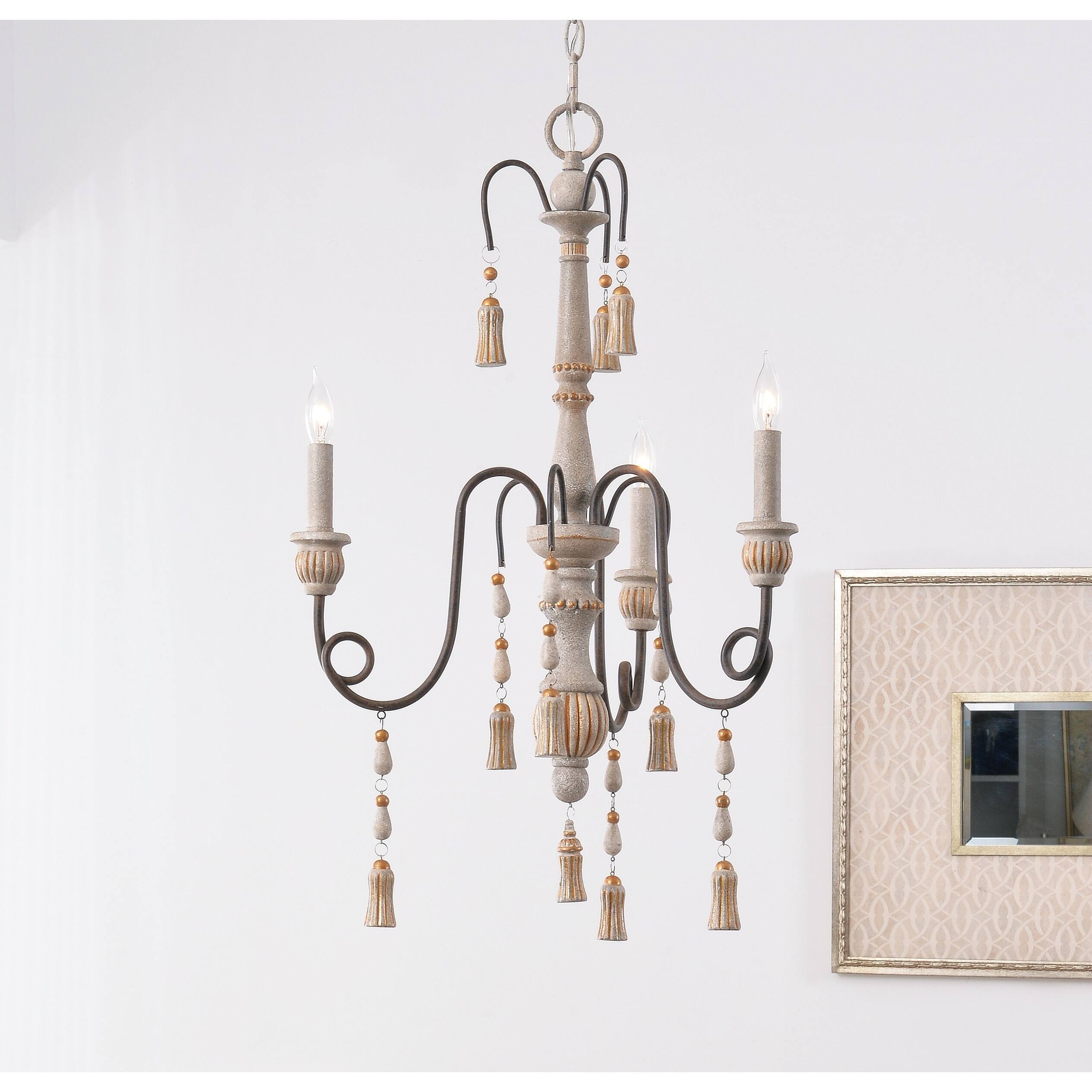 Burke Weathered White 3 Light Chandelier - Chandeliers For Bedrooms by Overstock.com