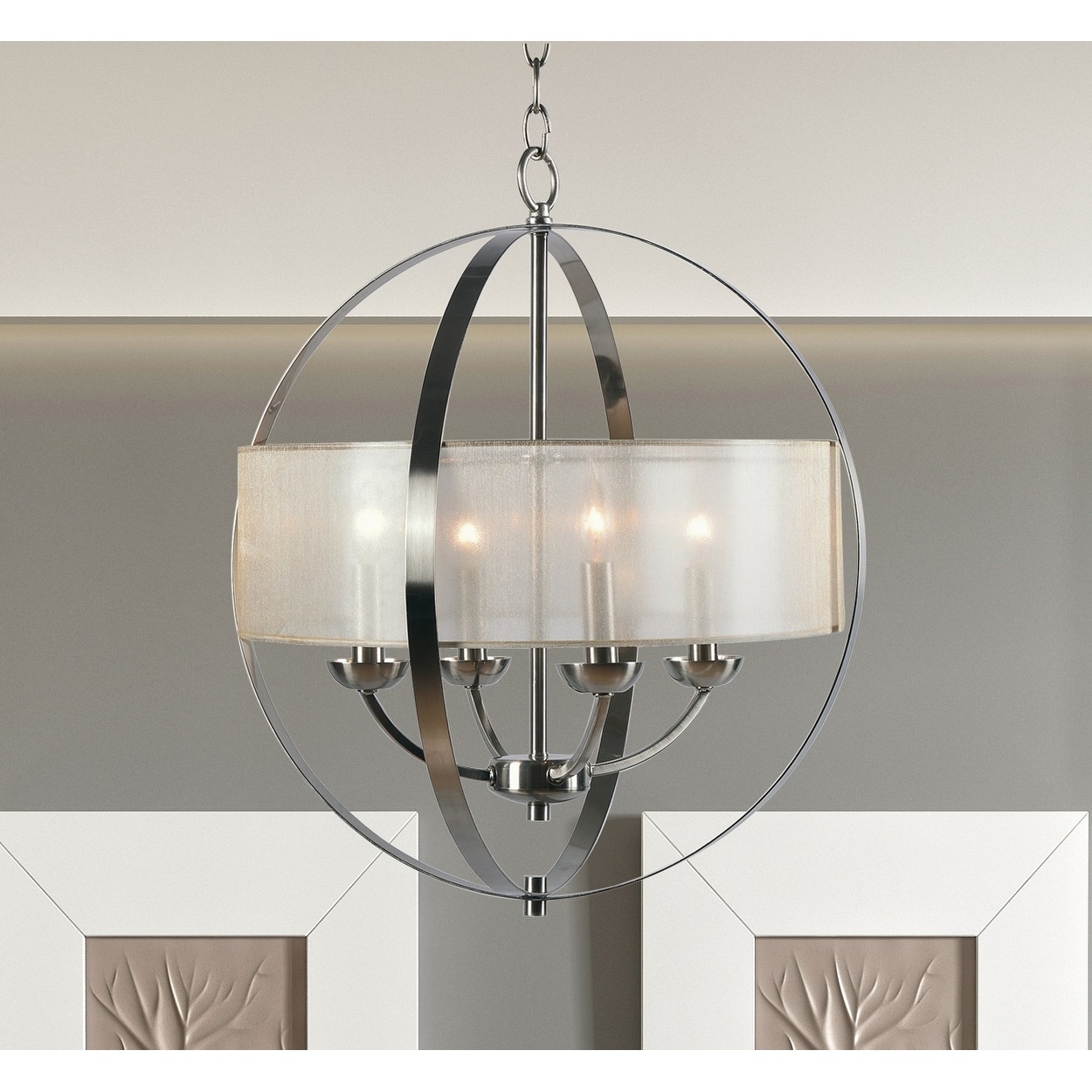 Halo Brushed Steel 4 Light Chandelier - Chandeliers For Bedrooms by Overstock.com