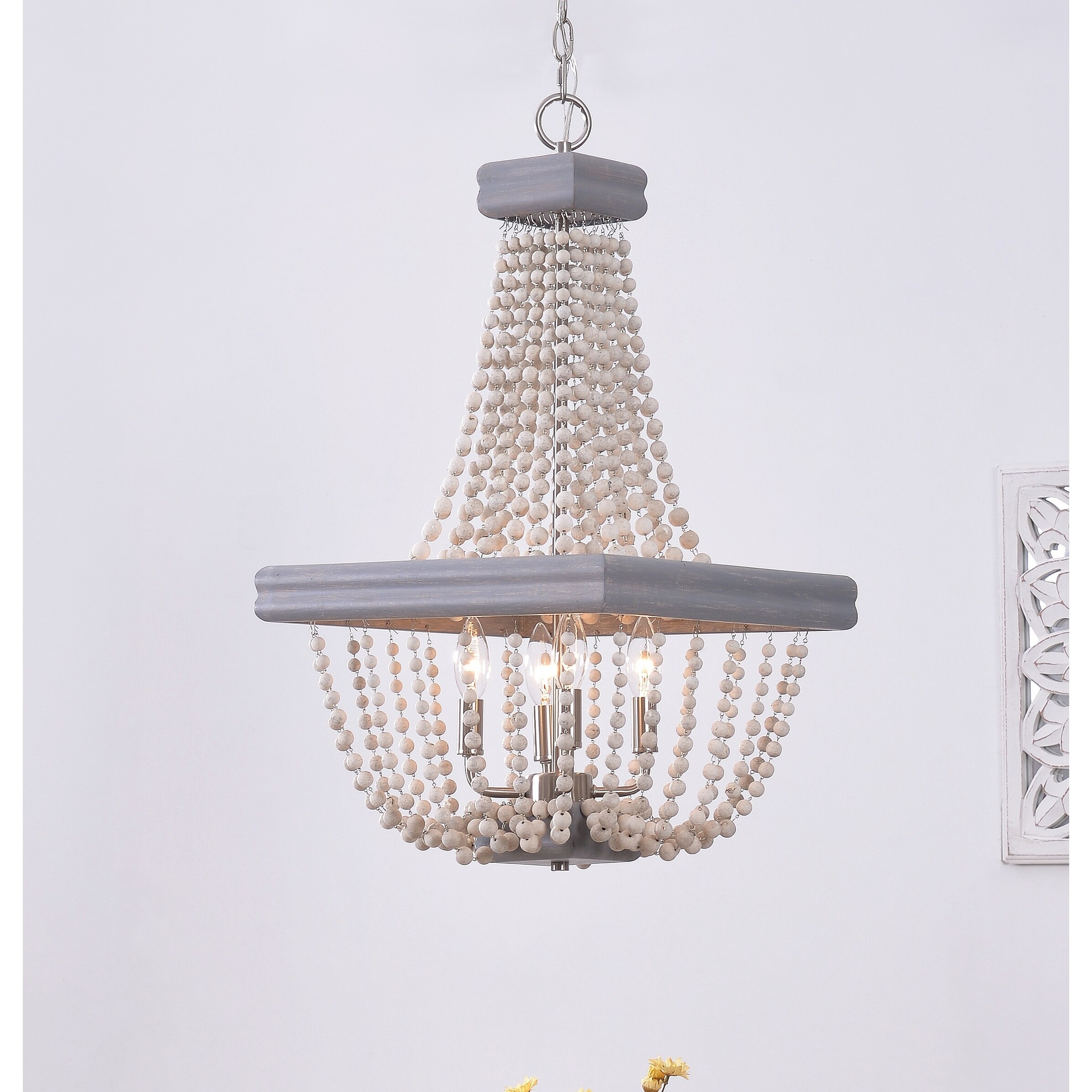 Design Craft Ava Grey Wood 4 Light Chandelier - Chandeliers For Bedrooms by Overstock.com