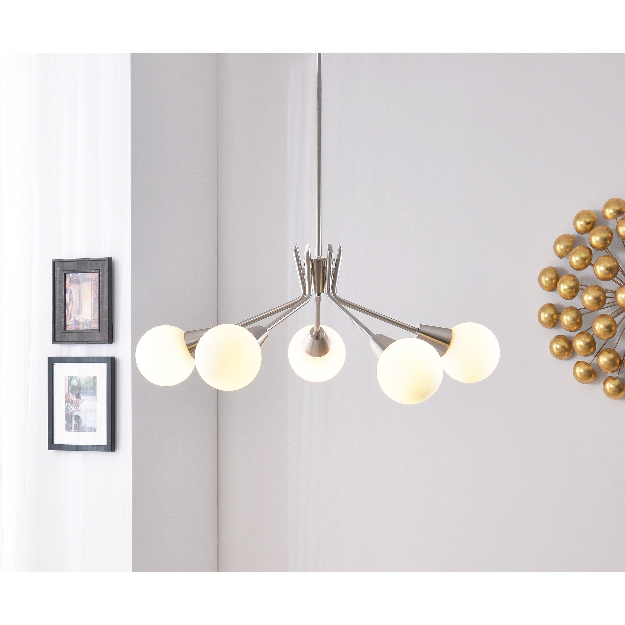 Vince Brushed Steel 5 Light Chandelier - Chandeliers For Bedrooms by Overstock.com