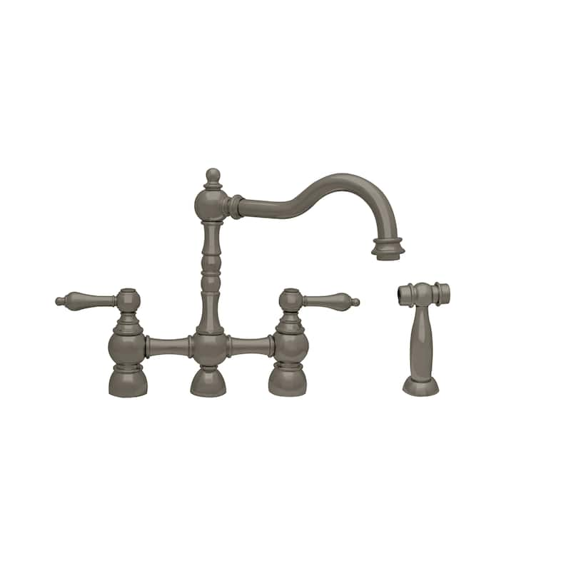 Whitehaus Collection Englishhaus Kitchen Faucet - 1-2 GPM - Double Handle - Nickel Finish/Brushed