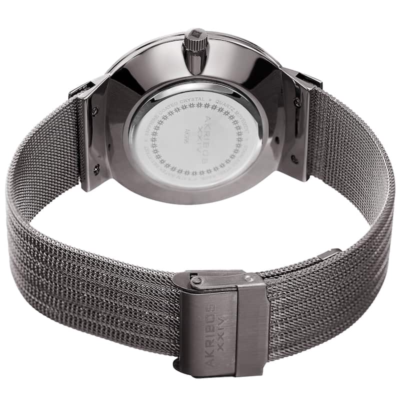 Akribos XXIV Men's Date Stencil Style Gray Mesh Bracelet Watch
