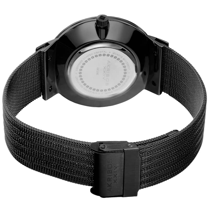 Akribos XXIV Men's Date Stencil Style Black Mesh Bracelet Watch