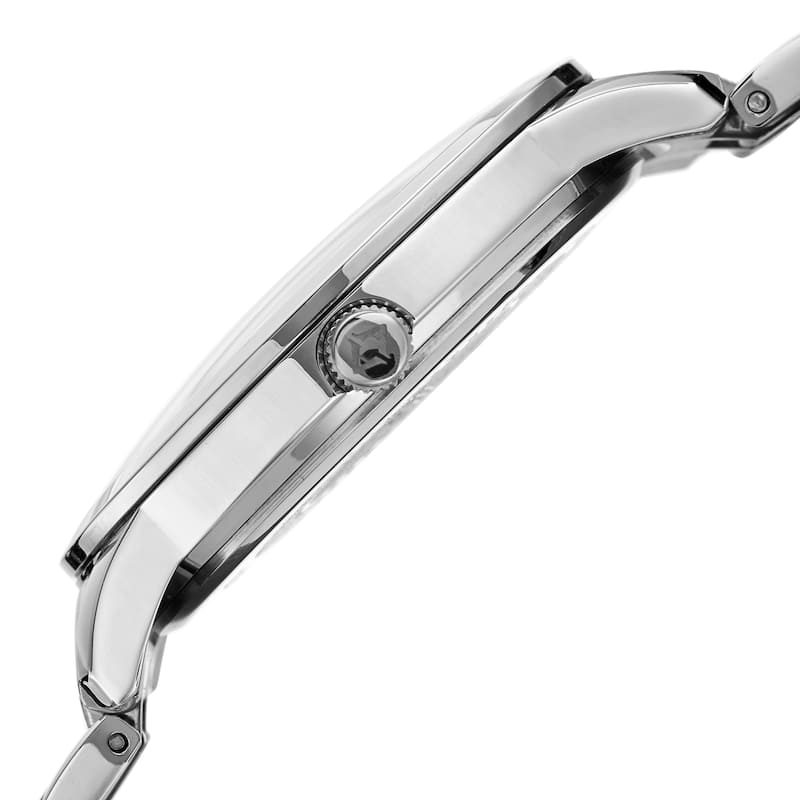 Akribos XXIV Men's Quartz Stamped Sunray Dial Silver-Tone Bracelet Watch