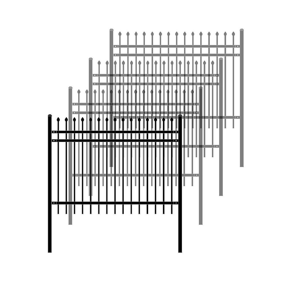 ALEKO Rome Style Self Unassembled Steel Fence 6' x 4' Black Lot of 4