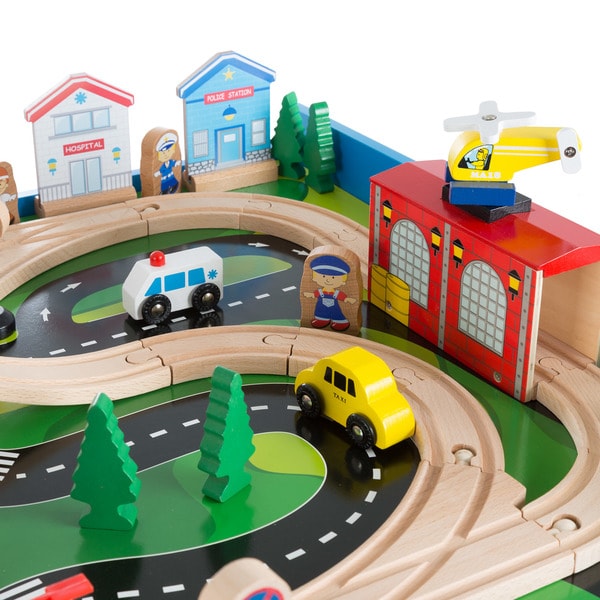 hey play wooden train set table