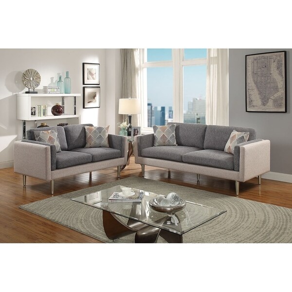 Bobkona Alwin Cotton Blended Polyfabric 2 Piece Sofa And Bobkona Alwin Cotton Blended Polyfabric 2 Piece Sofa And Loveseat Set Two Tone