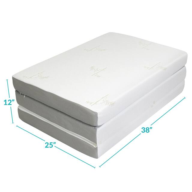 Milliard Tri Folding Twin-size Mattress with Ultra Soft Removable Cover and Non-Slip Bottom