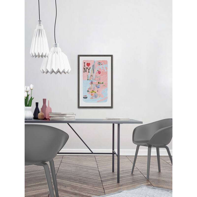 'I Love NY Site Map' Framed Painting Print - Multi-Color