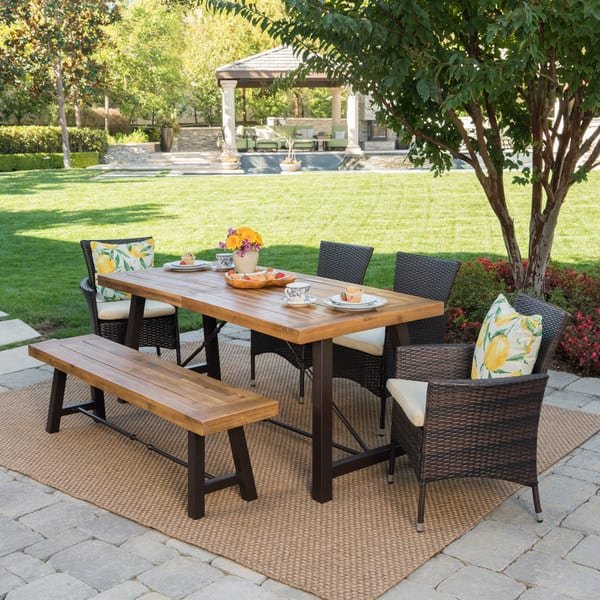 slide 2 of 5, Jennys Outdoor 6-piece Wood Dining Set by Christopher Knight Home