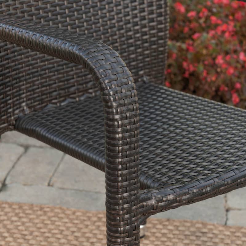 Spencer Outdoor 7-Piece Rectangle Wicker Wood Dining Set by Christopher Knight Home