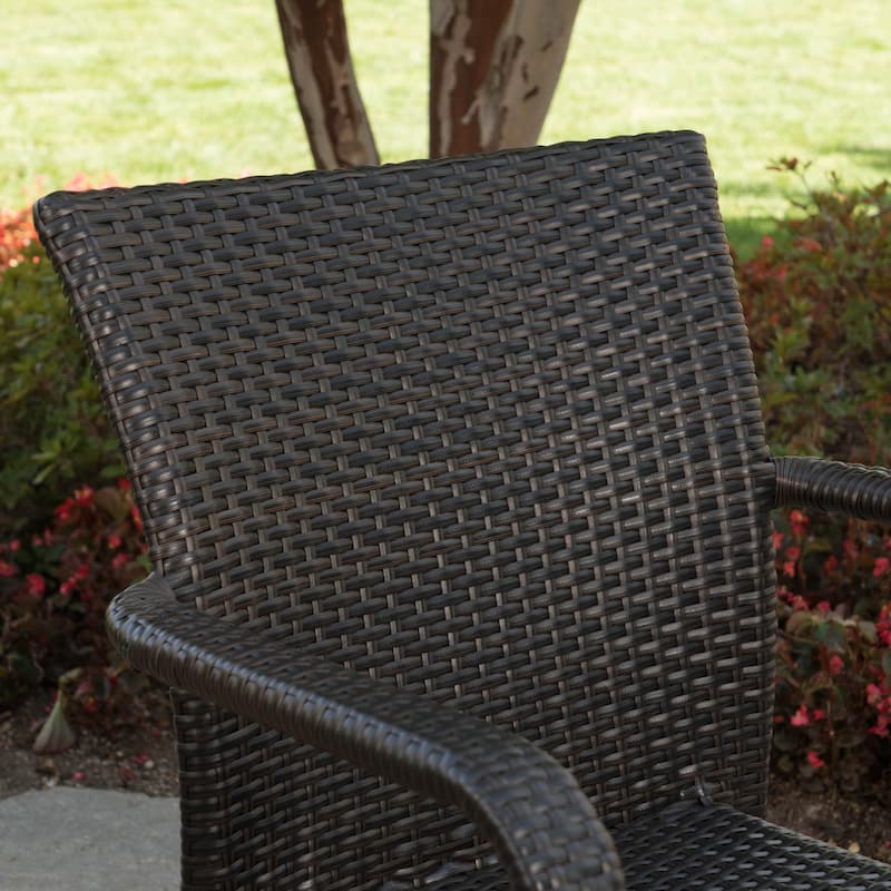 Spencer Outdoor 7-Piece Rectangle Wicker Wood Dining Set by Christopher Knight Home