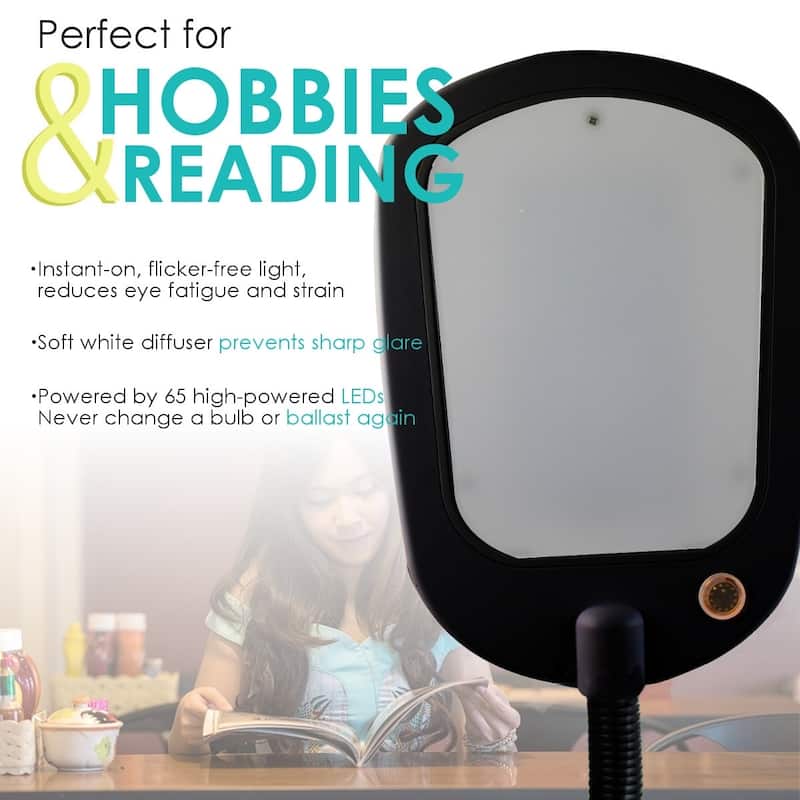 LED Bright Reader Natural Daylight Full Spectrum Floor Lamp Black NEW SLIMMER DESIGN - N/A