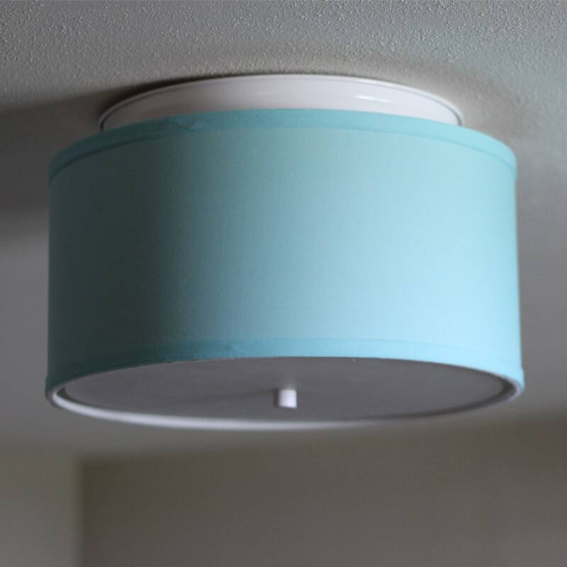 14 Moderne Flush Mount Converter Kit Island Paridise Blue Drum Lampshade 14x14x7