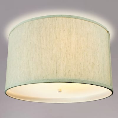 18 Moderne Flush Mount Converter Kit Textured Oatmeal Shallow Drum Lampshade 18x18x10